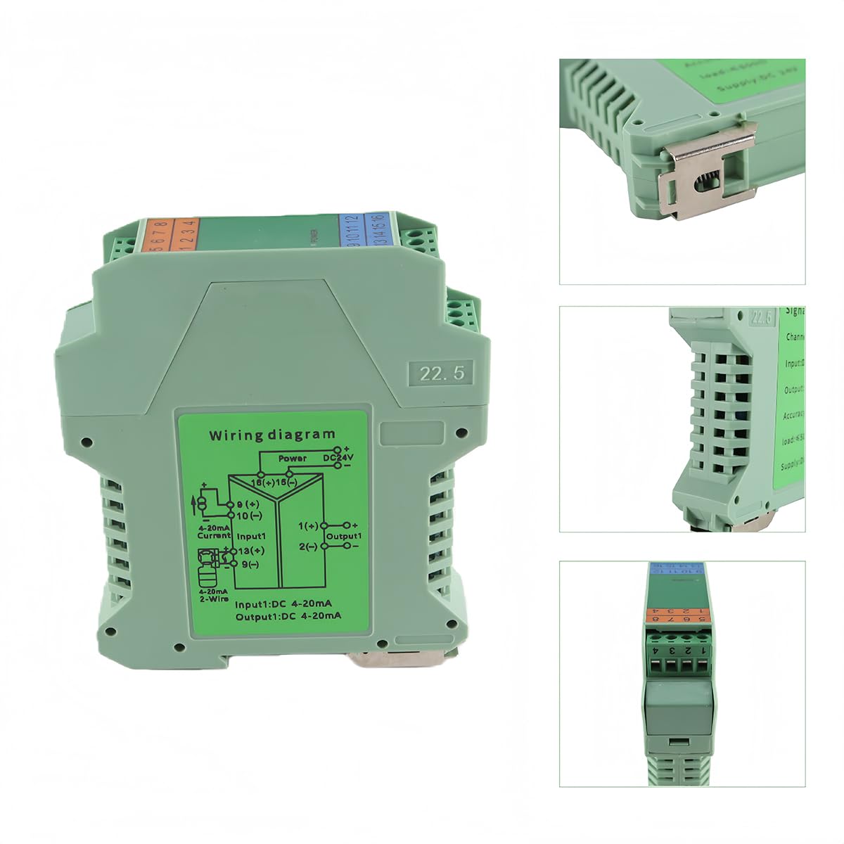 Alide Aislador de señal de 24 V CC, 1 entrada, 1 salida, 4-20 mA a 4-20 mA, acondicionador de señal de detección PLC, transmisor aislador de corriente