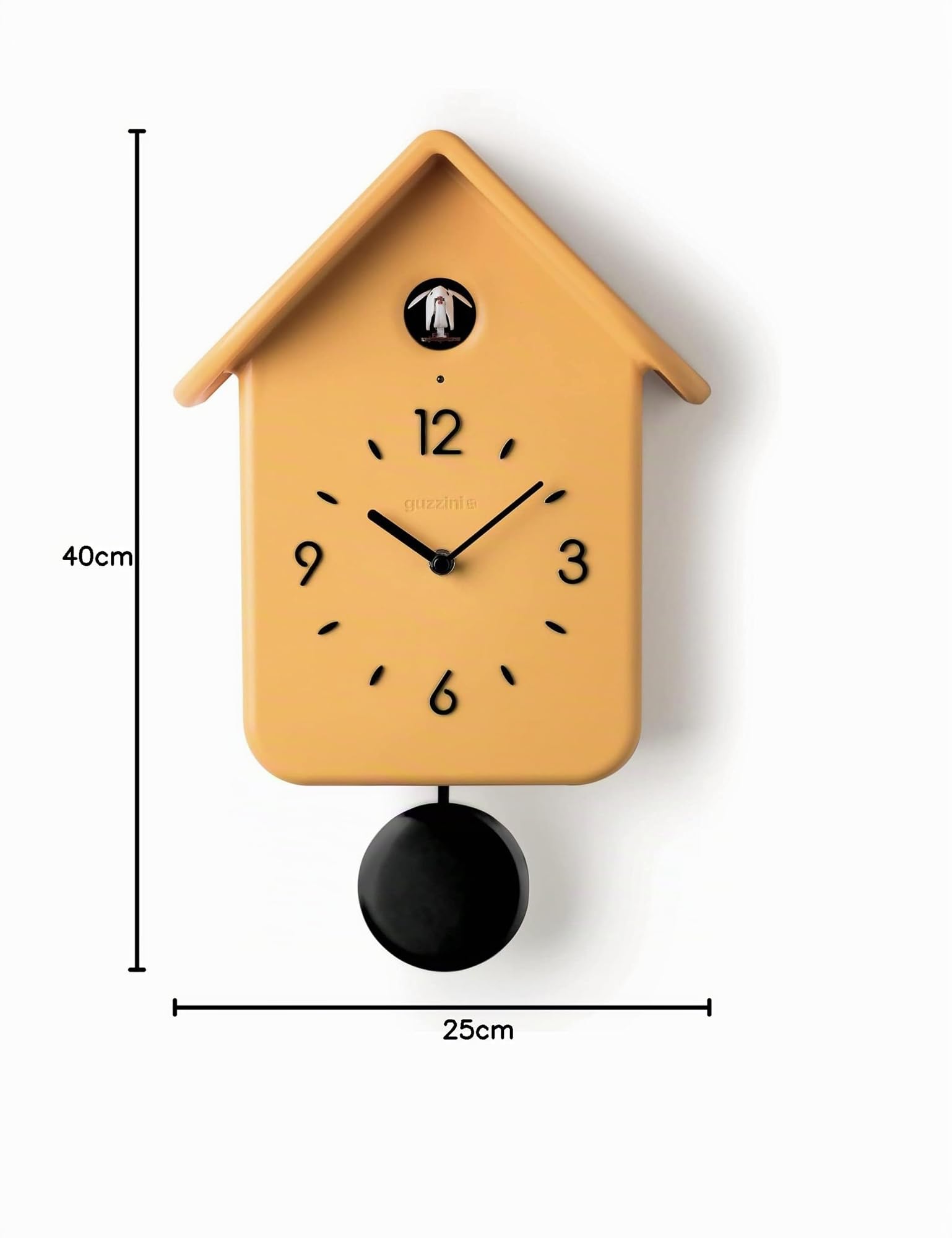 Guzzini, Horloge Coucou A/Pendule Qq, 24,8 x 12 x h39 cm, Ocre