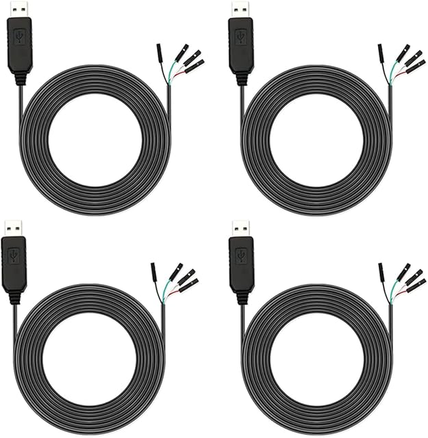 Youmile 4 pcs PL2303 PL2303HX USB to TTL Serial Converter 3.3V Debug Cable RS232 TTL Serial Adapter Converter 4 Pin Female Socket for Arduino