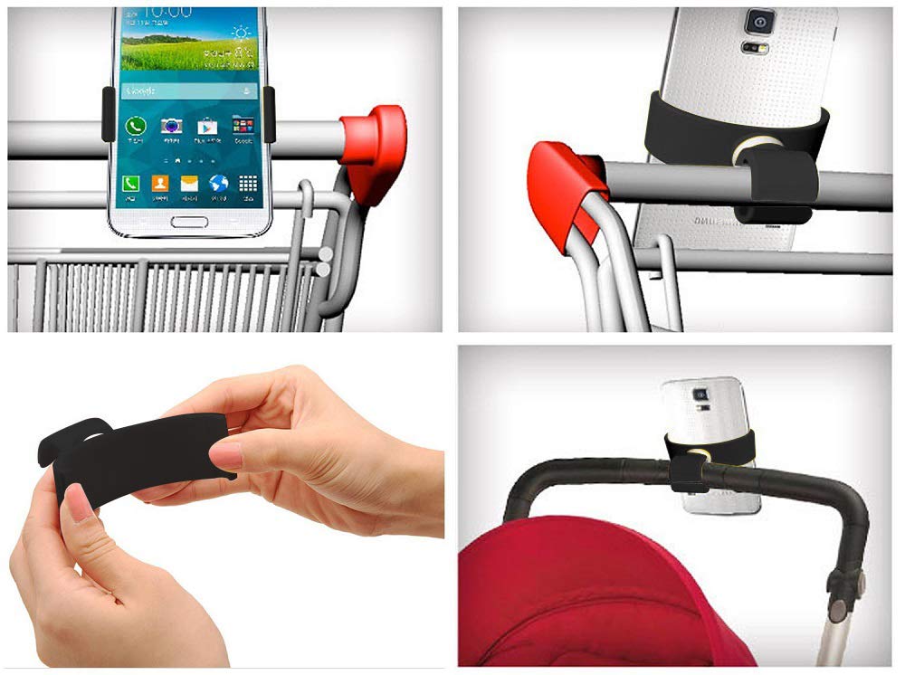 Supporto universale per cellulare per passeggino, per smartphone con schermo fino a 7,5", colore: nero
