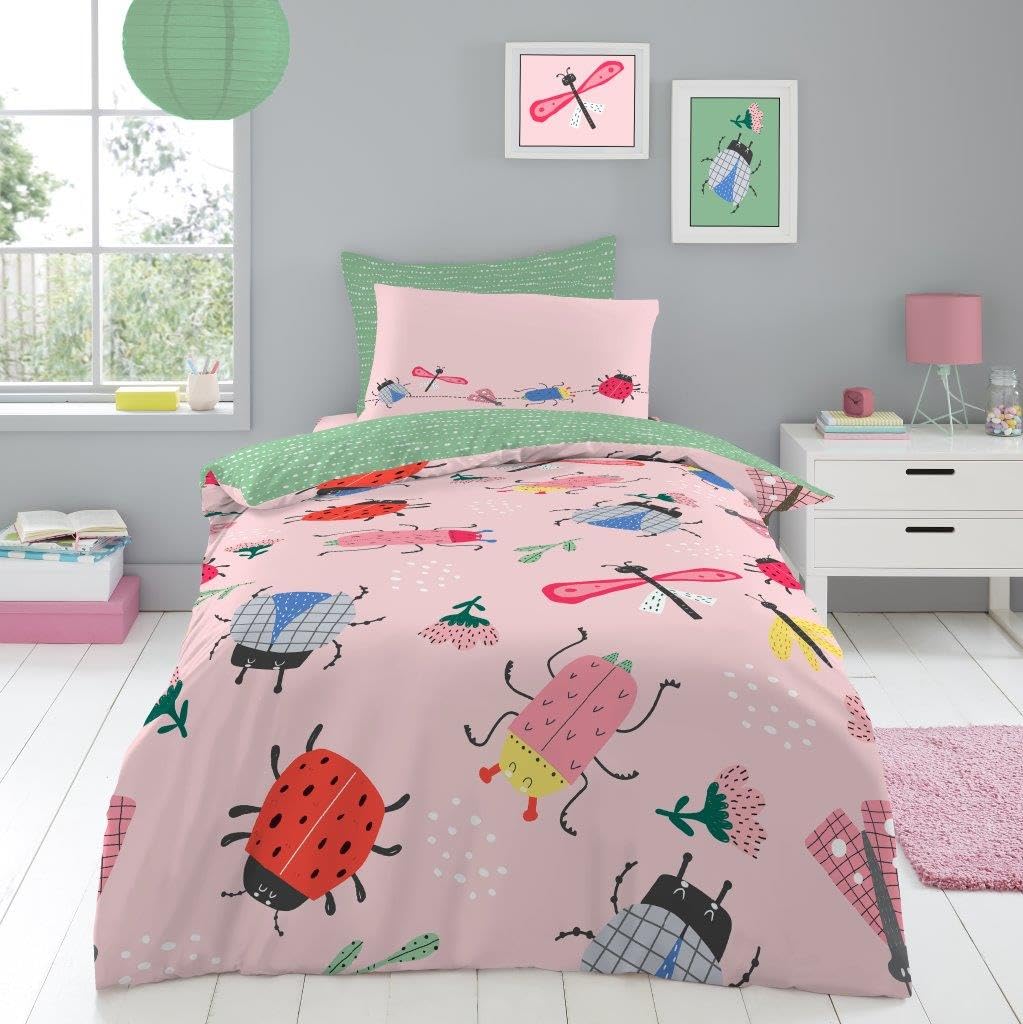 GC GAVENO CAVAILIA Flying Insects Pattern Bedding Set for Boys Girls | Kids Bug Duvet Cover With Pillowcase | Room Decor Polycotton Cute Comforter Cover | Multi