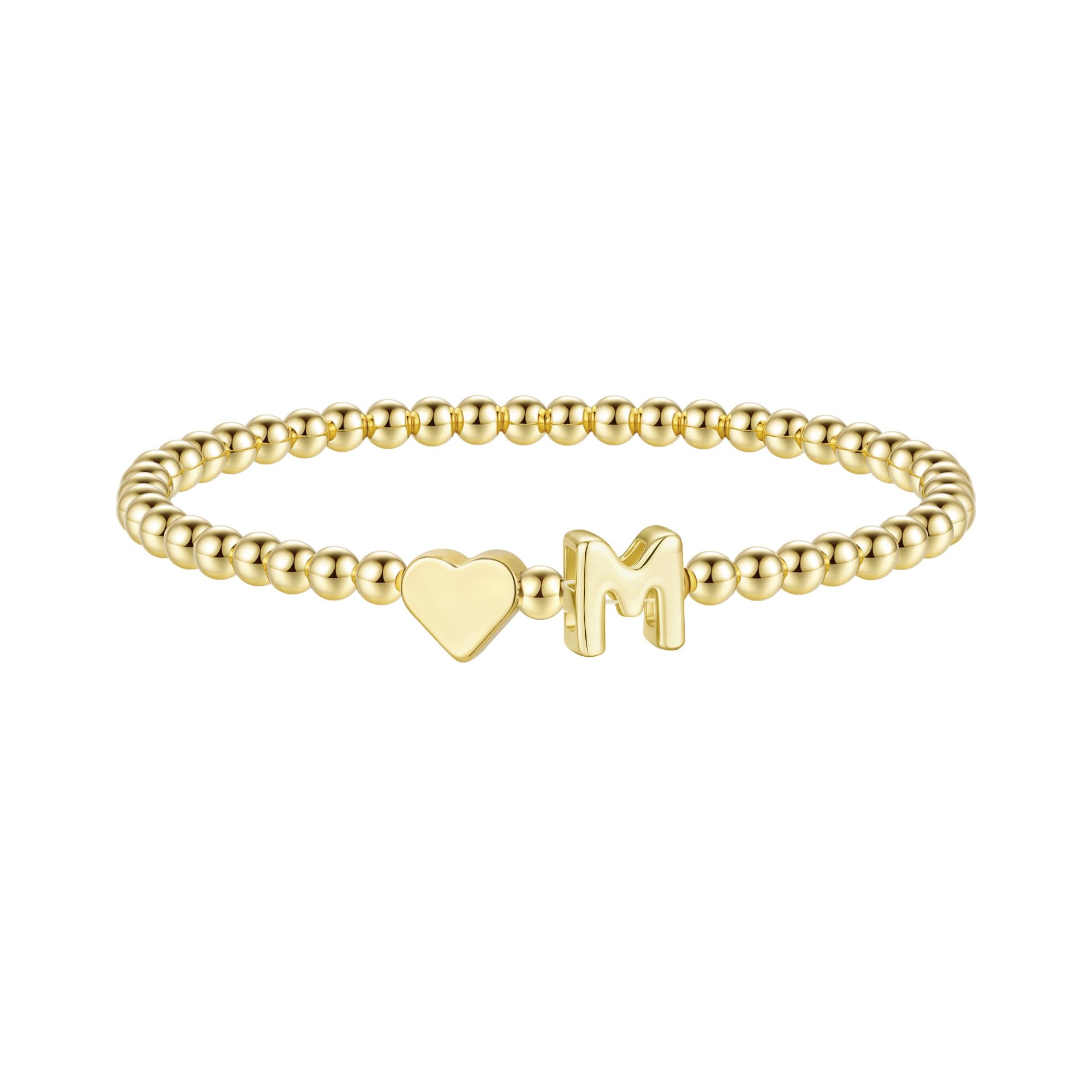 TINGN Armband Damen Gold - 14K Gold Vergoldet Herz Buchstaben Armband A-Z Perlenarmband Armbänder Personalisierte Geschenke Geburtstagsgeschenk für Frauen Mädchen Mama Freundin Geschenk Schmuck Damen