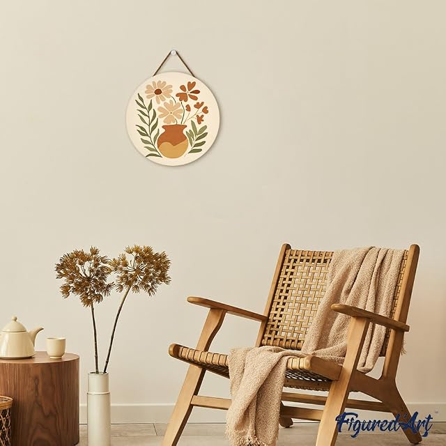 Foto 4 de 8 de Figured'Art Pintar por Números para Adultos en Disco de Madera de 30 cm - Maceta de flores