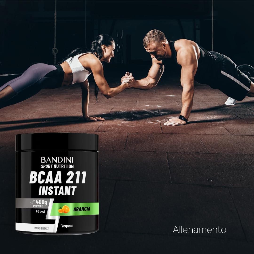 Bandini® AMINOACIDI RAMIFICATI BCAA 2 1 1 400 g Gusto ARANCIA, BCAA Polvere con Leucina Valina Isoleucina, Integratore per Palestra, Sport, Allenamento, Pre Intra Post Workout, Recupero Muscolare