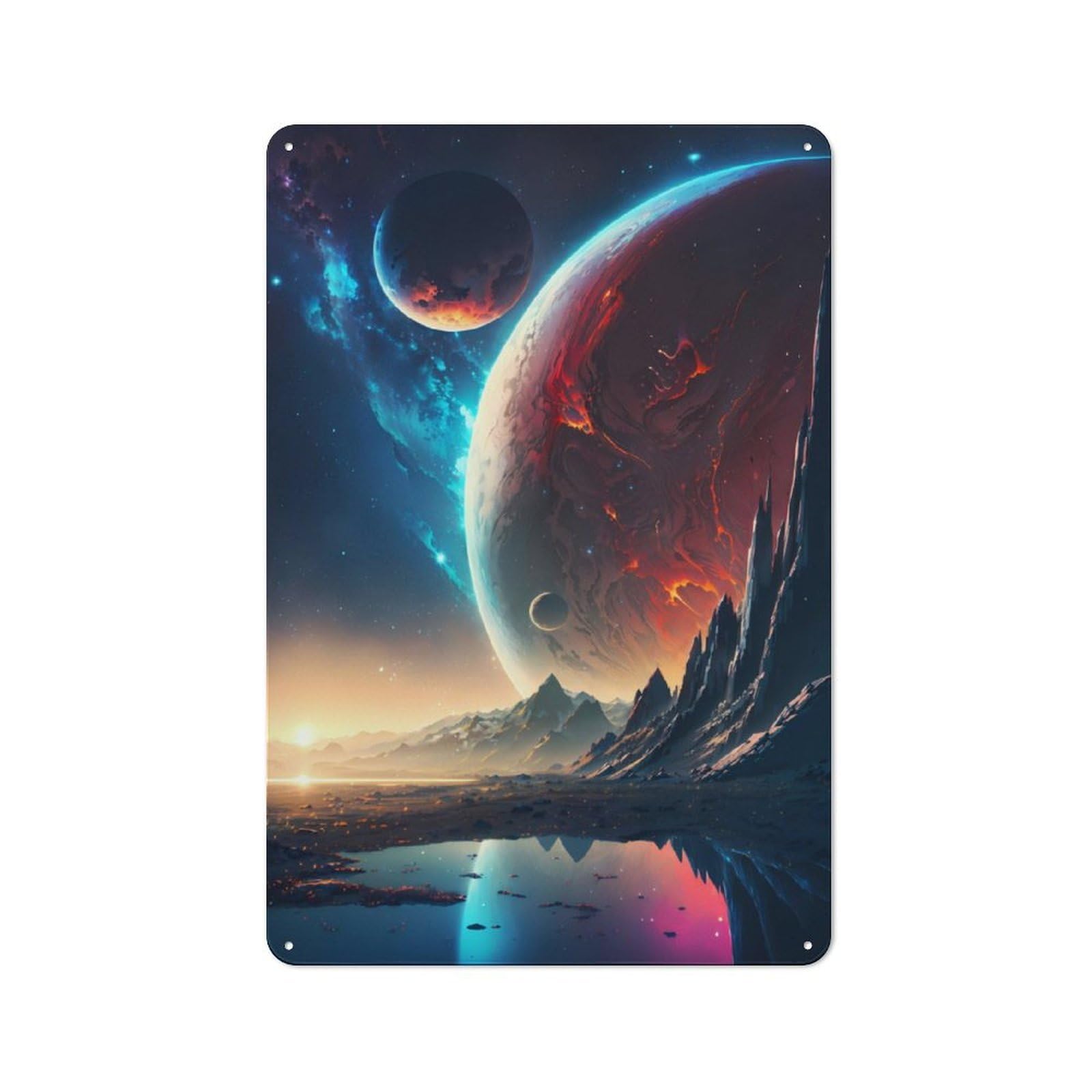 Junmoney Dawn Of New Planet Retro Tin Wall Plaque 30X20cm For Studio Or Craft Room, Winter Wall Decor For Creative-Space Collectors