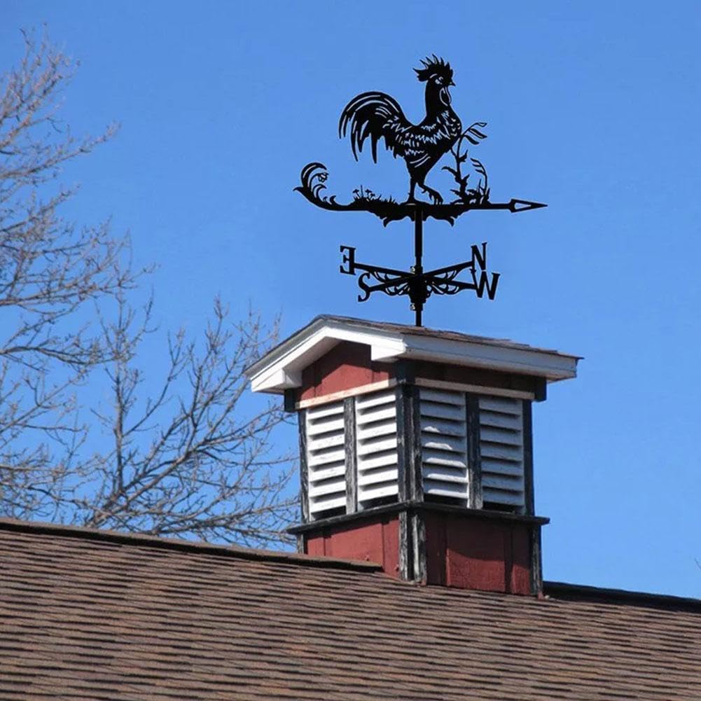 Segnavento in acciaio inox a forma di gallo, banderuola per cortile, collies, fienile, capannone, H0i9, ornamento per tetti e giardini