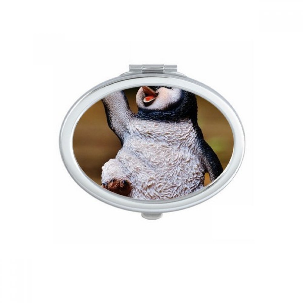 Miroir de poche ovale avec design pingouin de l'Antarctique