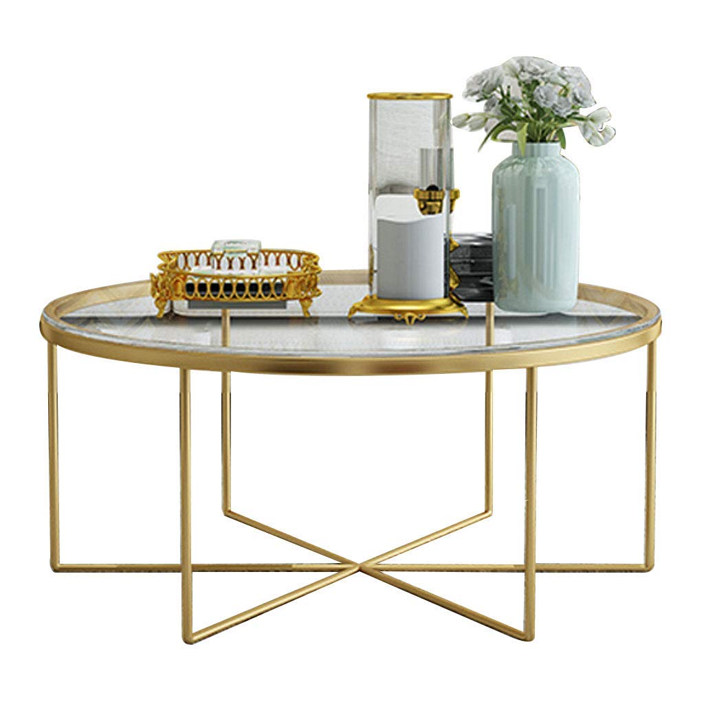 Table à thé en verre trempé nordique fer forgé pour hôtel