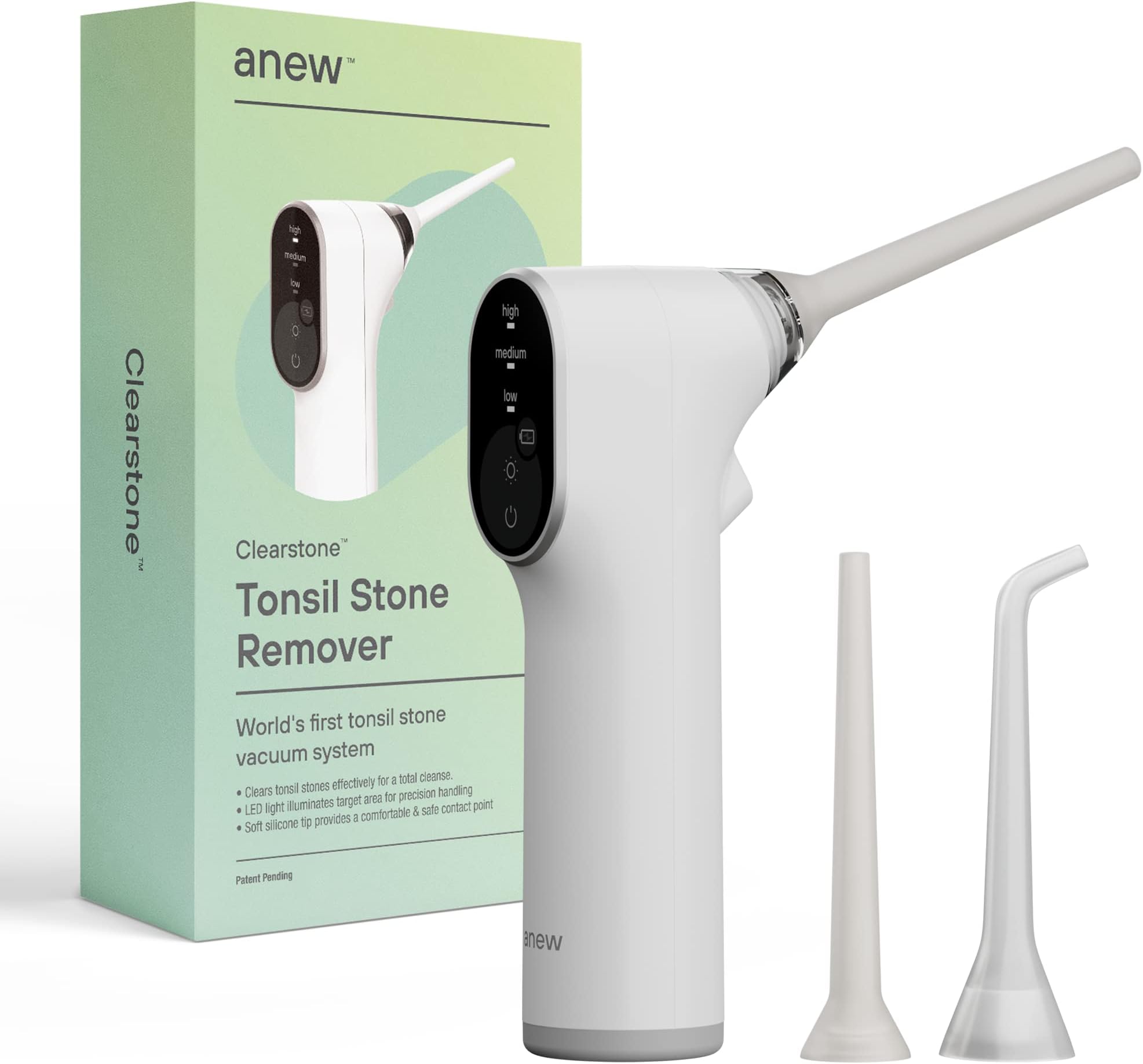 Electronic Vacuum Tonsil Stone Remover with LED Guidance Light - Hassle-Free Instant Suction - Tonsil Stone Removal Kit - Patent Pending - ENT Doctors Approved
