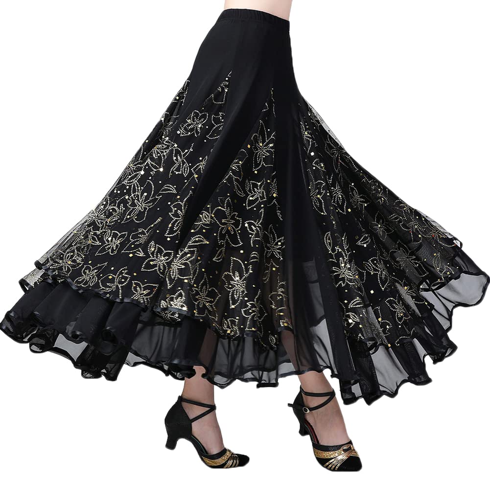 Jupe de Danse du Ventre Haute Fente Longue Jupes Professionnelle pour Femme Jupe Évasée Jupe Maxi Flamenco Danse Grande Costume Danse Orientale
