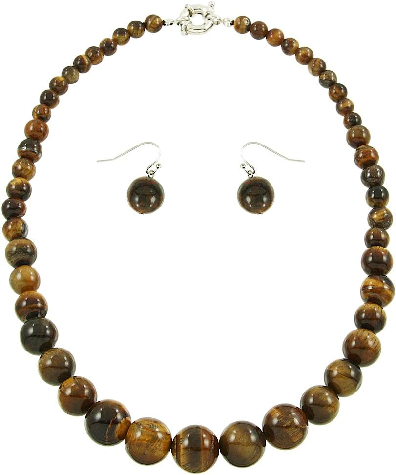 Falari Natural Stone Necklace Earring Set