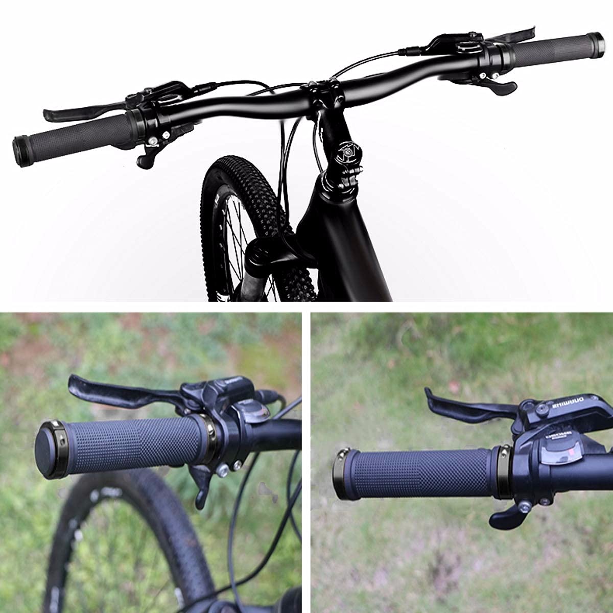 Poignées De Guidon VTT Ergonomiques - Avec Cornes Intégrées, Embouts Anti-dérapants - Pour Diamètre 22,2 Mm (noir) - 2