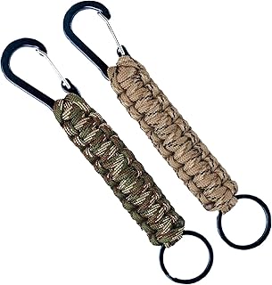 2 pièces porte-clés avec mousqueton, anneau de lanière tressée crochet clip pour clé couteau lampe de poche en plein air camping randonnée sac à dos fit hommes femme