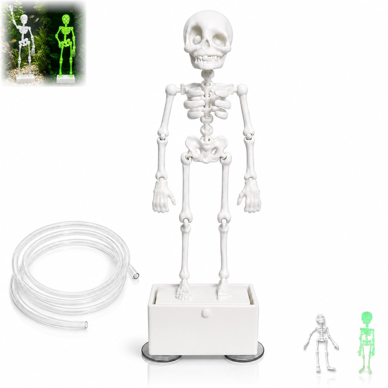 Photo 1 of Dancing Skeleton Aquarium Bubbler Decor with Air Hose and Suction Cup