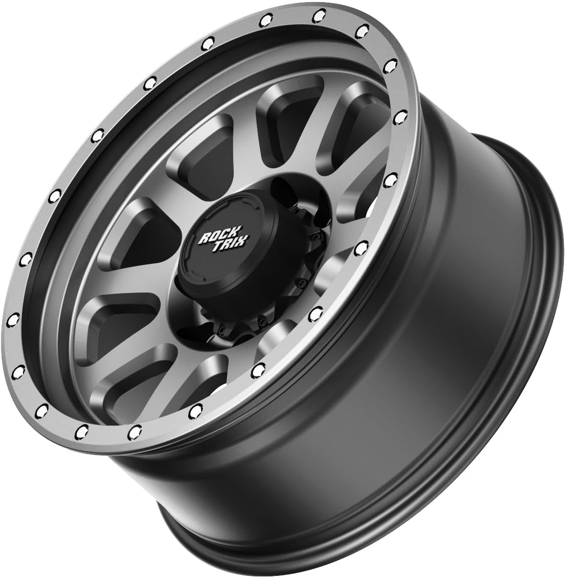 RockTrix RT111 20x9 Matte Gunmetal Wheels, 8x170 Bolt Pattern -12mm Offset, 4.5" Backspacing, Heavy-Duty 8 Lug Rims Compatible with Ford F250 and Fits Ford F350 Super Duty 1999-2026