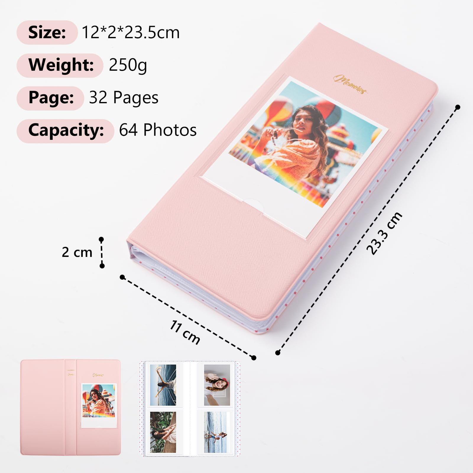 MUZIRI KINOKOO 64 Pockets Photo Album for Fuji Instax Wide 210/300/Wide 400/WIDE EVO/Link WIDE Camera,5-inch Films - Image 3