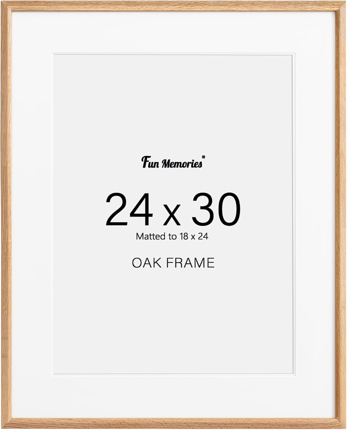 24x30 Picture Frames for Wall, Oak Wood Poster Frames 24x30 with 18x24 Mat, 24"x30" Natural Wood Poster Frame Art Frames for Wall Decor, Wall Hook Included, Set of 1 Beige 24x30-1P