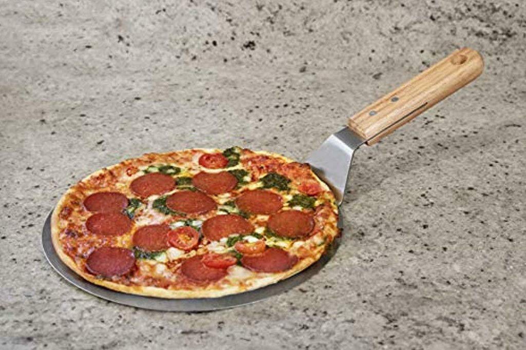Pala Para Pizza, Espátula Para Pizza De 1 Pieza, Herramientas Para Hornear Pizza Y Repostería, Acero Inoxidable, Espátula Para Pizzas Antiescaldaduras, Mango De Roble, Pala Para Pasteles, Accesorios