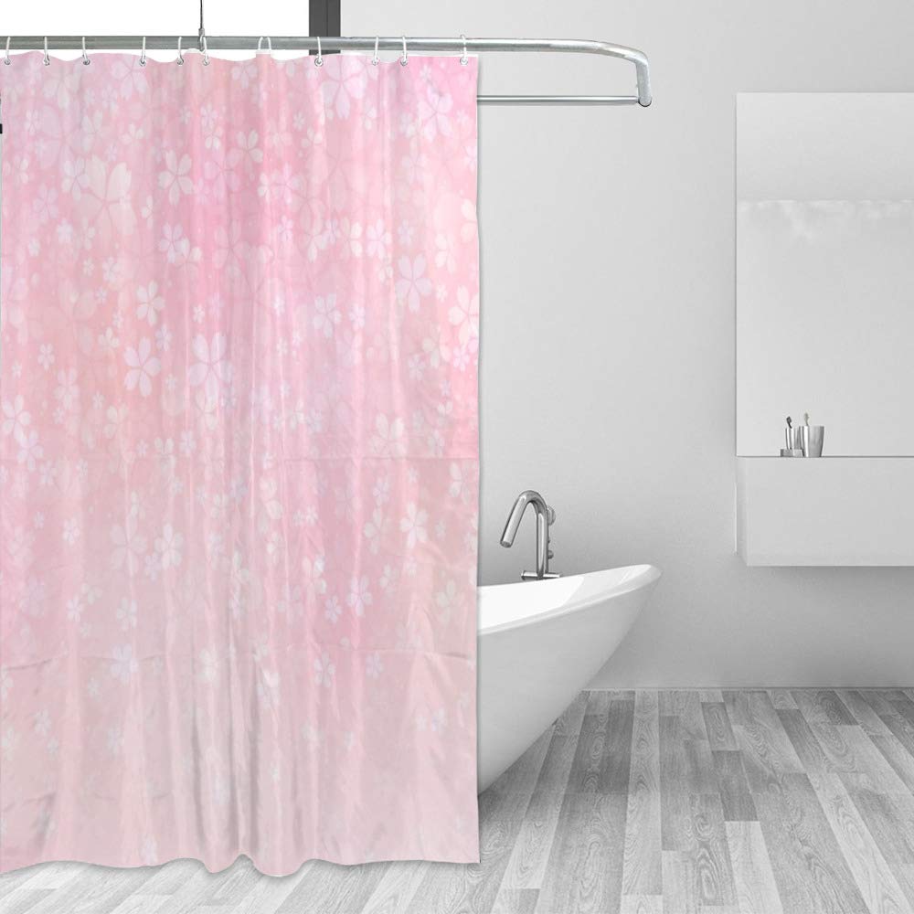 Rideau de douche imperméable Sakura 180x180 cm en polyester lavable pour salle de bain