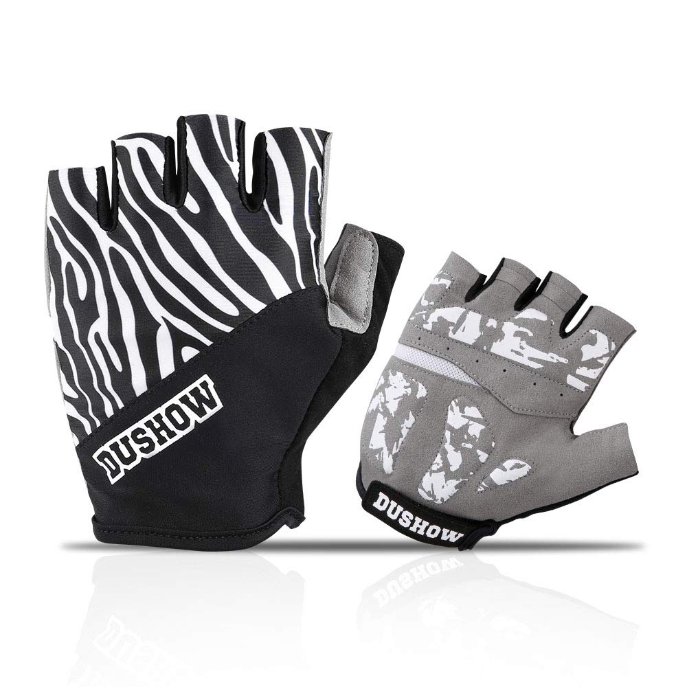 DuShow Men Cycling Gloves Half Finger Gel Padded Biking Gloves Anti-Slip Shock-Absorbing Bike Gloves Fingerless