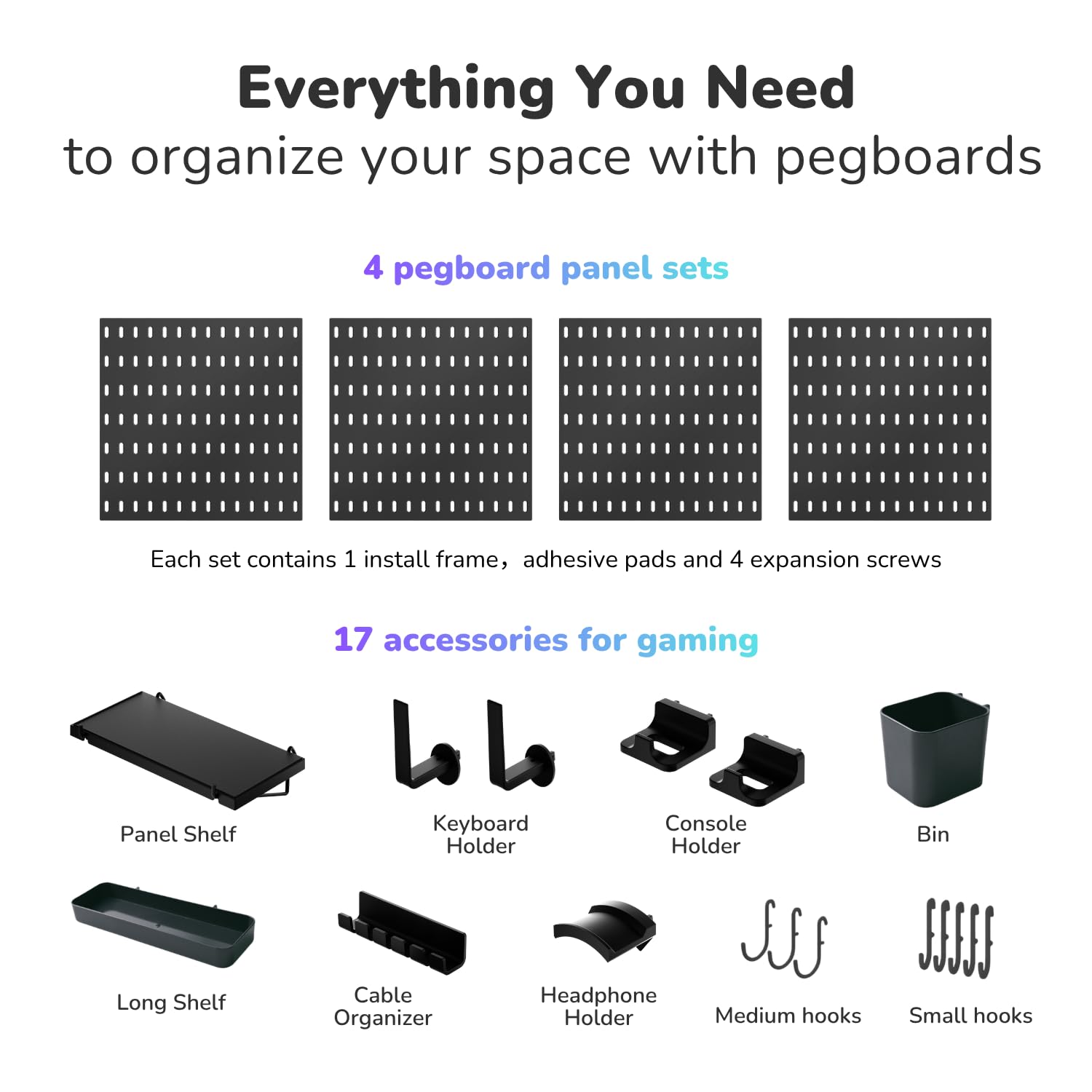 Keepo Kit de Tablero de Clavijas Modular y Accesorios para Juegos - Organizador y Estación de Configuración