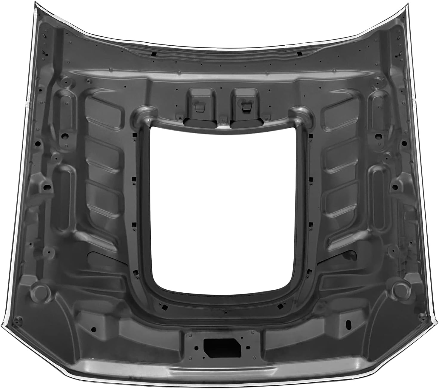 IKON MOTORSPORTS, Front Hood Compatible With 2010-2012 Ford Mustang GT500 & 2013-2014 Ford Mustang GT/V6, GT500 Style Unpainted Black Aluminum Top Hood Panel Cover Direct Replacement