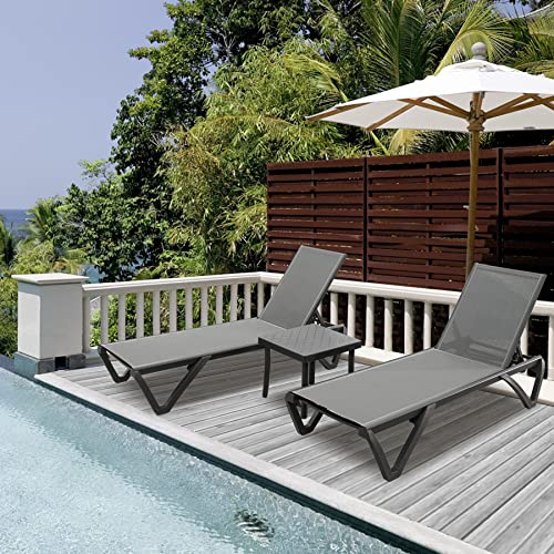 Domi Aluminum Pool Lounge Chairs with Side Table