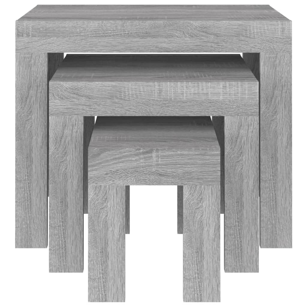 vidaXL Tables Basses Gigognes 3 pcs Tables d'Appoint Bouts de Canapé Meubles de Salon Salle de Séjour Intérieur Sonoma Gris Bois d'Ingénierie