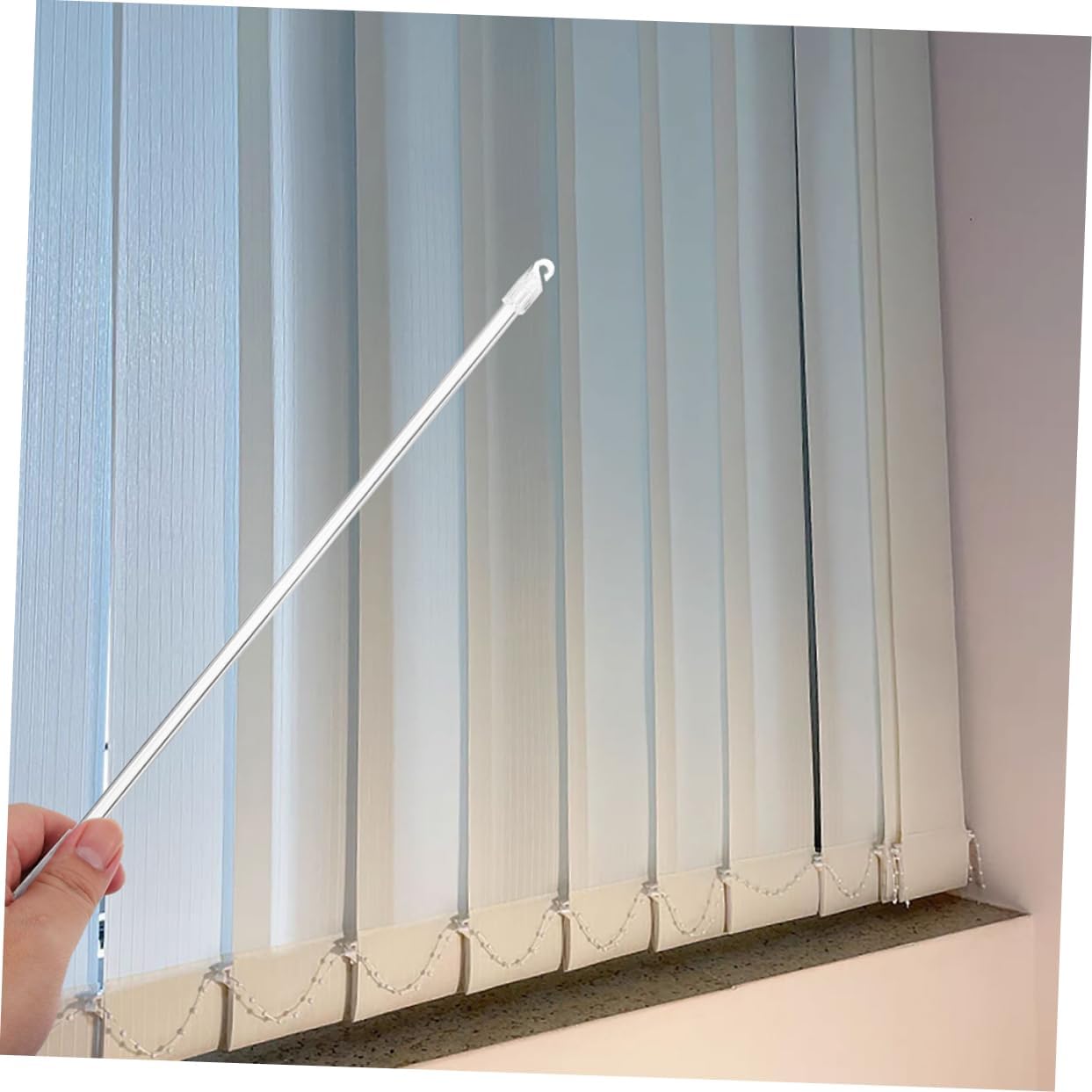Unomor 4pcs Fiberglass Blind Tilt Wands for Vertical Blinds Sturdy Window Curtain Rod with Hook for Easy Use and Storage Lightweight and Accessories