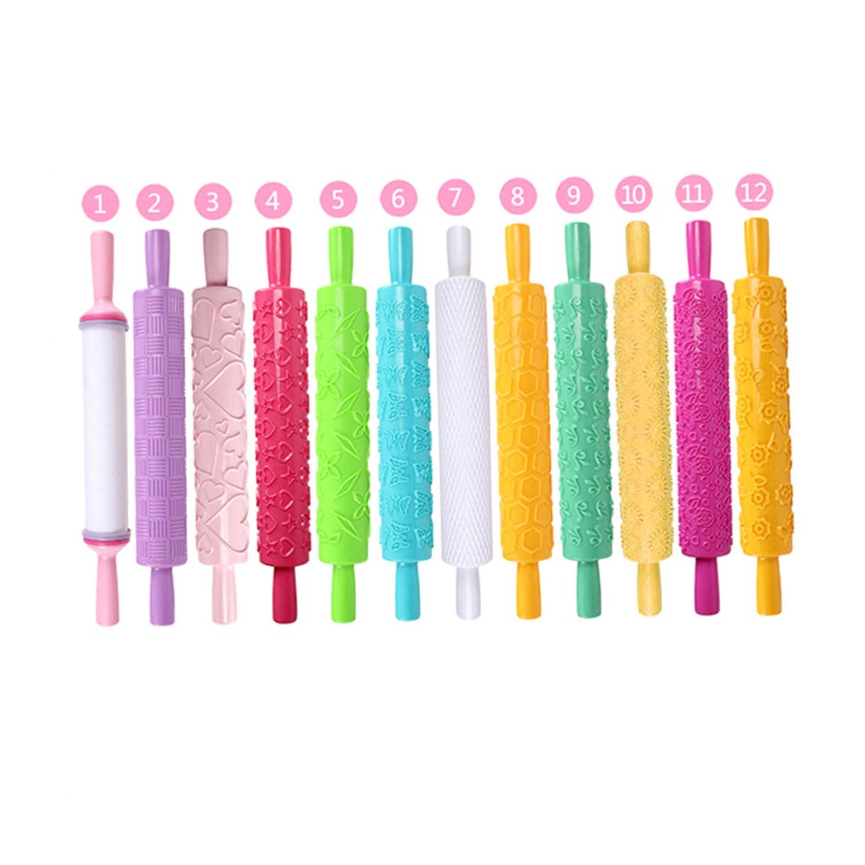 Rouleau à Pâtisserie Fondants en Plastique Motifs Décoratifs 8pcs Plusieurs Styles Décoration de Gâteaux Facile à Tenir Cuisine