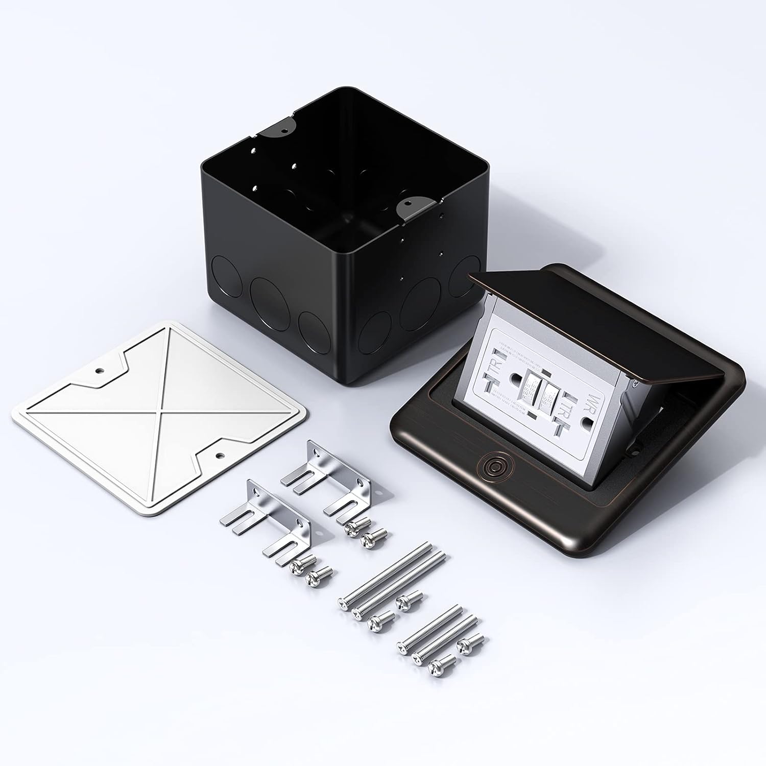 Pop Up Floor Electrical Outlet with 20 Amp Stainless Steel GFCI Tamper Receptacle Outlet, Corrosive Resistant Hardware，ETL Listed，(Oil Rubbed Bronze)