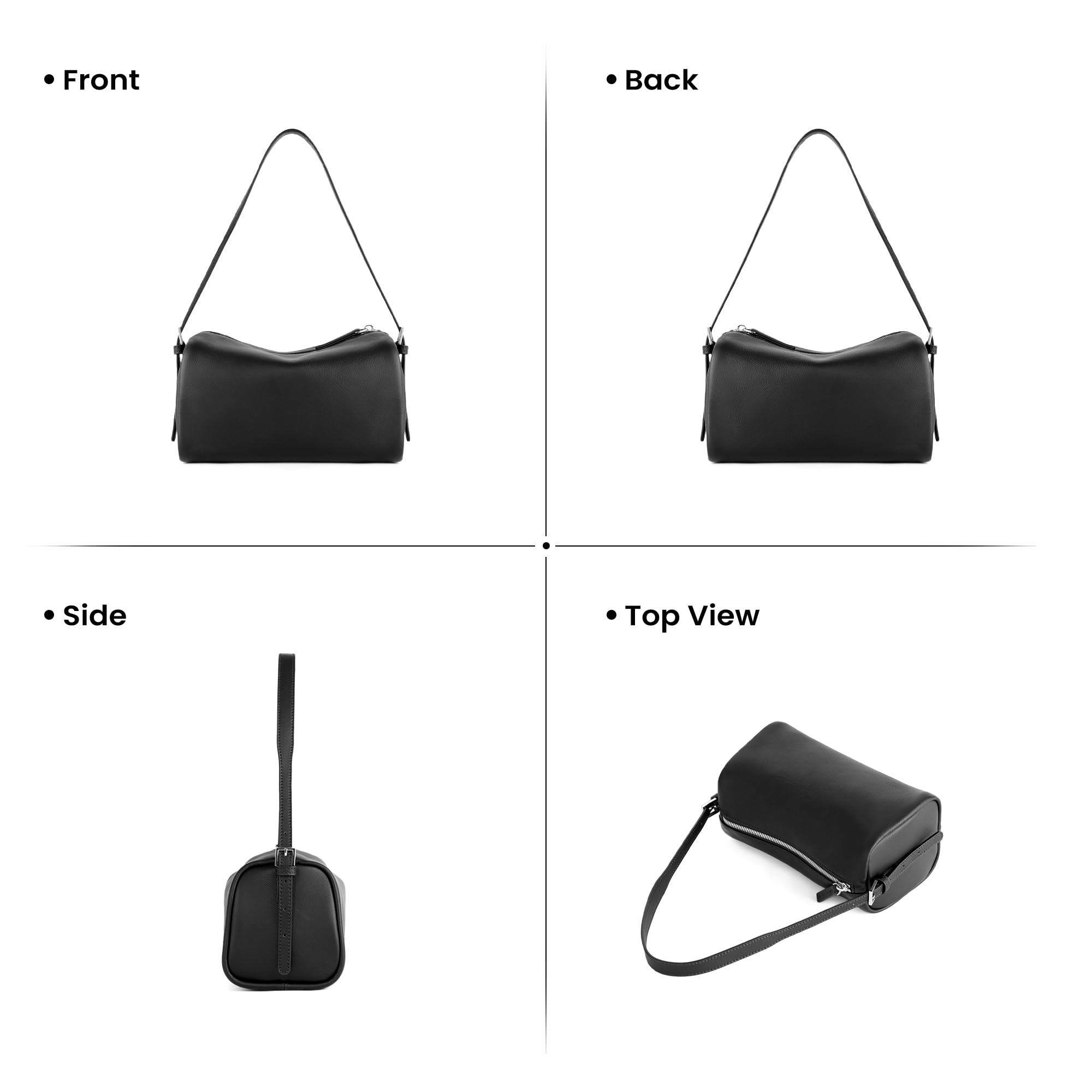 befen Borsa a Tracolla da Donna in Vera Pelle, Piccola Borsa Hobo da Spalla, Piccola Borsa Cilindrica in Pelle con Protezione RFID e due Cinturini