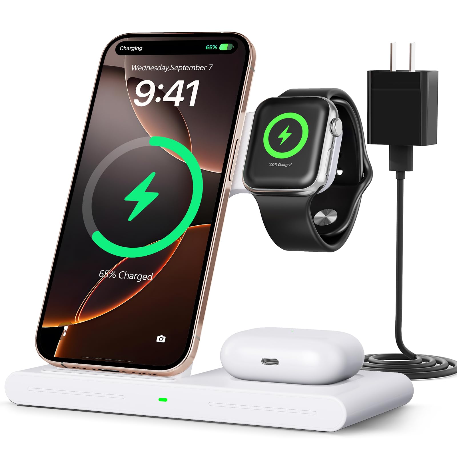 RYND Portable 3-in-1 Charger in white