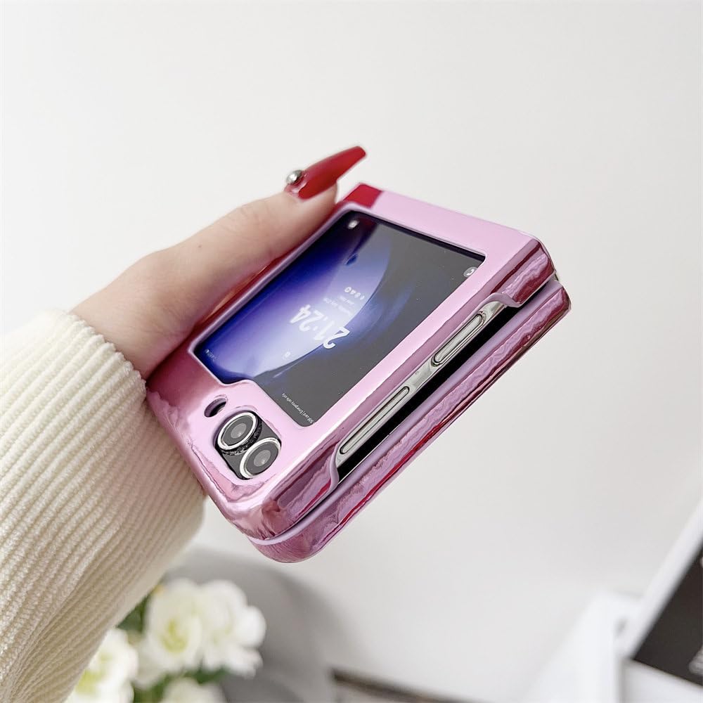 Funda de Lujo con diseño Brillante para Samsung Galaxy Z Flip 5 4 3 Z Flip 3 Z Flip 4 Z Flip 5, Carcasa de Silicona Suave con Revestimiento de Color sólido, Color Negro, para Samsung Z Flip 5