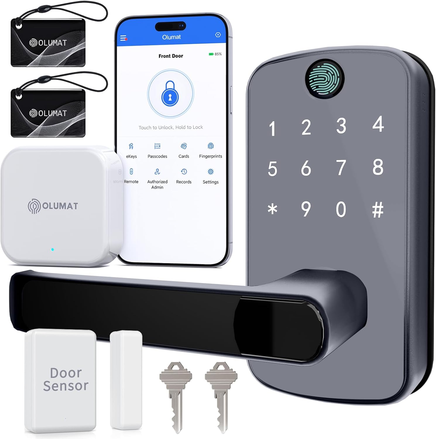 Keyless Entry Door Lock with Gateway and Door Sensor: Smart Lock with Fingerprint – Keypad Lock with App Control – Digital Lock for Front Door – Smart Lock for Garage, Home, Office, Rental Keyless Entry Door Lock with Gateway and Door Sensor: Smart Lock with Fingerprint – Keypad Lock with App Control – Digital Lock for Front Door – Smart Lock for Garage, Home, Office, Rental