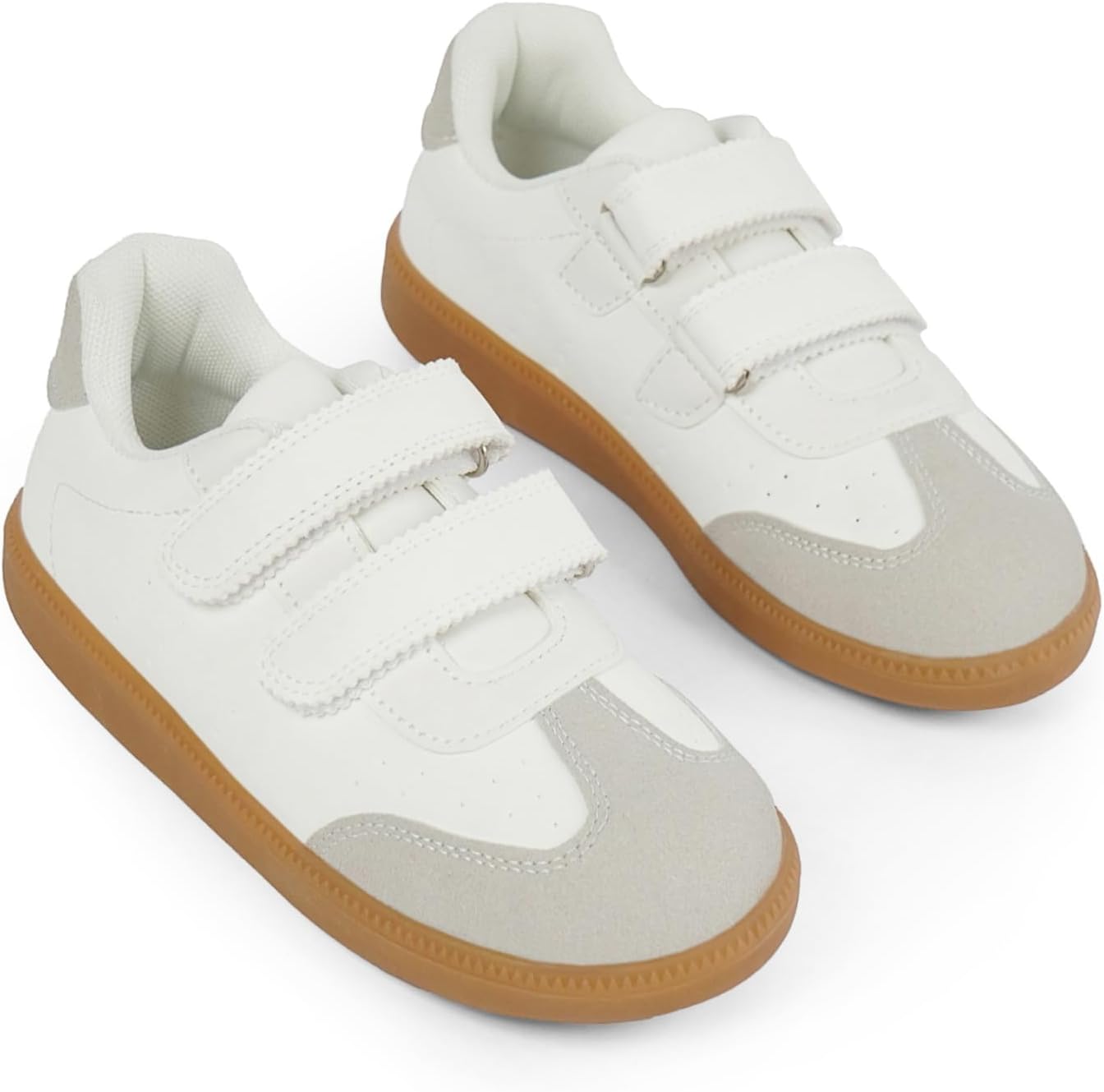 QIY Sneakers for Girls and Boys, Non Slip Breathable Toddler and Kids Dual Hook and Loops Walking Tennis Shoes