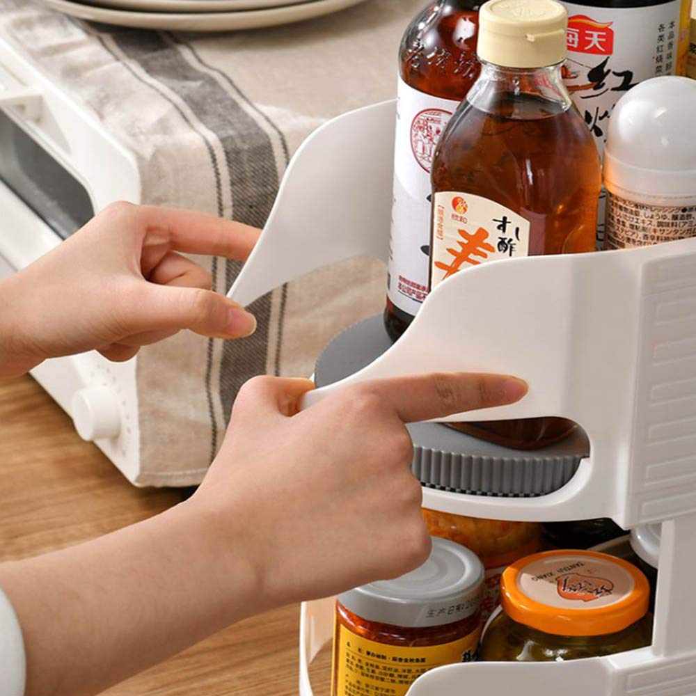 Lazy Susan de 2 Niveles con Asas, Bandeja giratoria, contenedores organizadores de Almacenamiento, para armarios, despensa, Nevera, mesas de Cocina, baño, Organizador Giratorio
