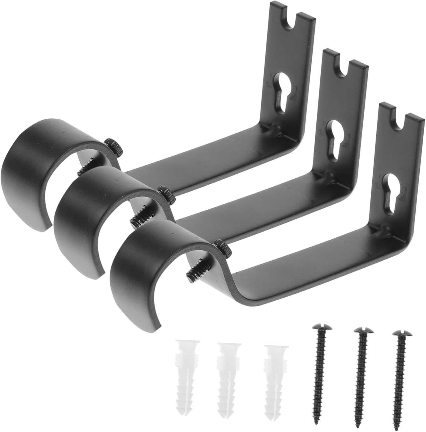 3pcs Blackout Curtain Rod Brackets Mid Century Modern Decor Rod Holders for Bay Windows Strong Curtain Mounting Brackets