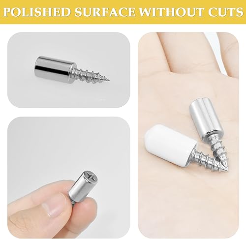 Miniatura 3 de HONSNKS Pinzas de soporte para estantes, pasadores de estante de gabinete con cubierta antideslizante, soporte de estante de acero, tornillos