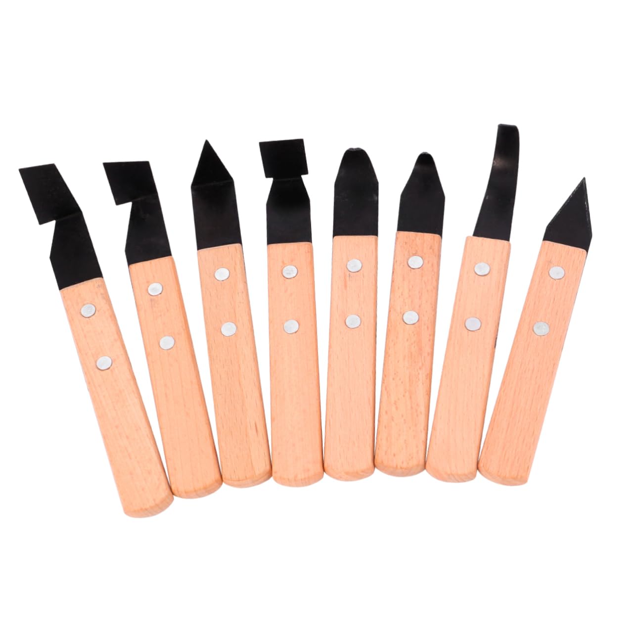 HOMSFOU Set di 8 Utensili per Modellare Argilla in Acciaio Inox Nero | Impugnatura Ergonomica in Legno, Strumenti per Scultura e Rifinitura, Lama per Lavorazioni Precise Colore Casuale