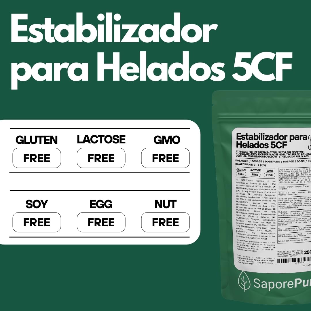 Saporepuro NEUTRO ESTABILIZANTE 250 gr - para helados y sorbetes con harina de tara y guar