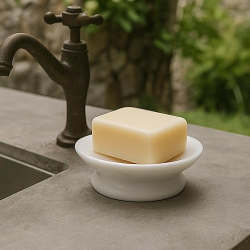 Miniatura 8 de Creative Home Jabonera redonda de mármol natural auténtico, bandeja para jabón, organizador de encimera, 5 pulgadas de diámetro x 1.5 pulgadas de