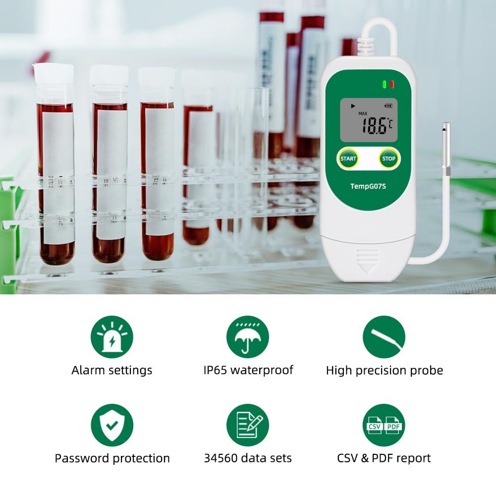 Data Logger di Temperatura e Umidità USB, Registratore di Dati RH TEMP Riutilizzabile, Misuratore di Registrazione 'Umidità TempG07S
