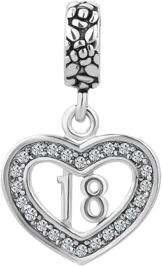 Heart Love Sweet 16 18 Birthday Charms for Bracelets Comaptible with Pandora Bracelets - Image 3