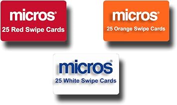 75 Micros POS Server Swipe Cards - 25 White Cards, 25 Orange Cards, 25 Red Cards
