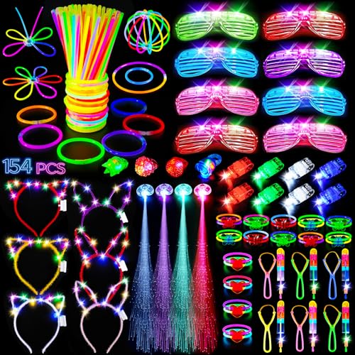 Accessoires de fête phosphorescents et cadeaux lumineux pour adultes et enfants - Pack 154 pièces