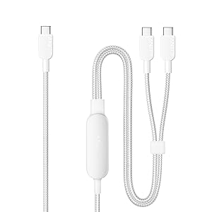 Anker Cable,4FT 2-in-1 USB C to USB C Cable 140W Max,Fast Charging for iPhone 17/17 Pro Max/16 Series,MacBook Air/Pro,and More(Braided,White)