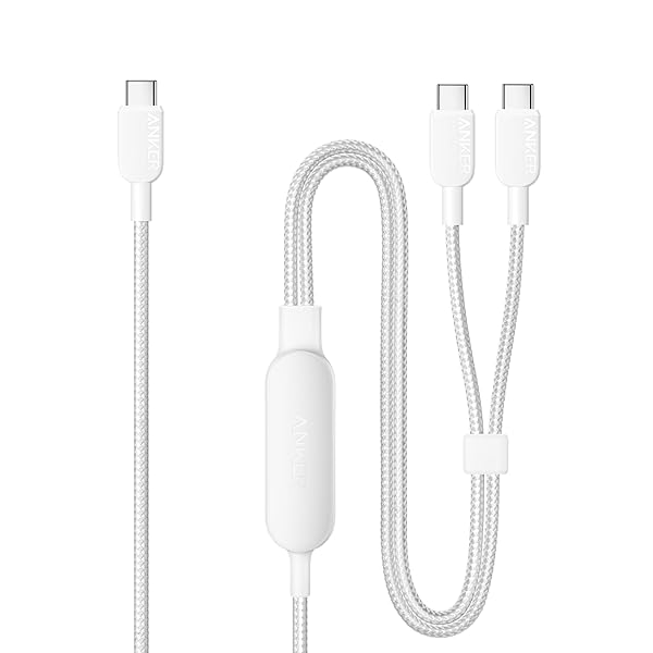 Anker Cable,4FT 2-in-1 USB C to USB C Cable 140W Max,Fast Charging for iPhone 17/17 Pro Max/16 Series,MacBook Air/Pro,and More(Braided,White)
