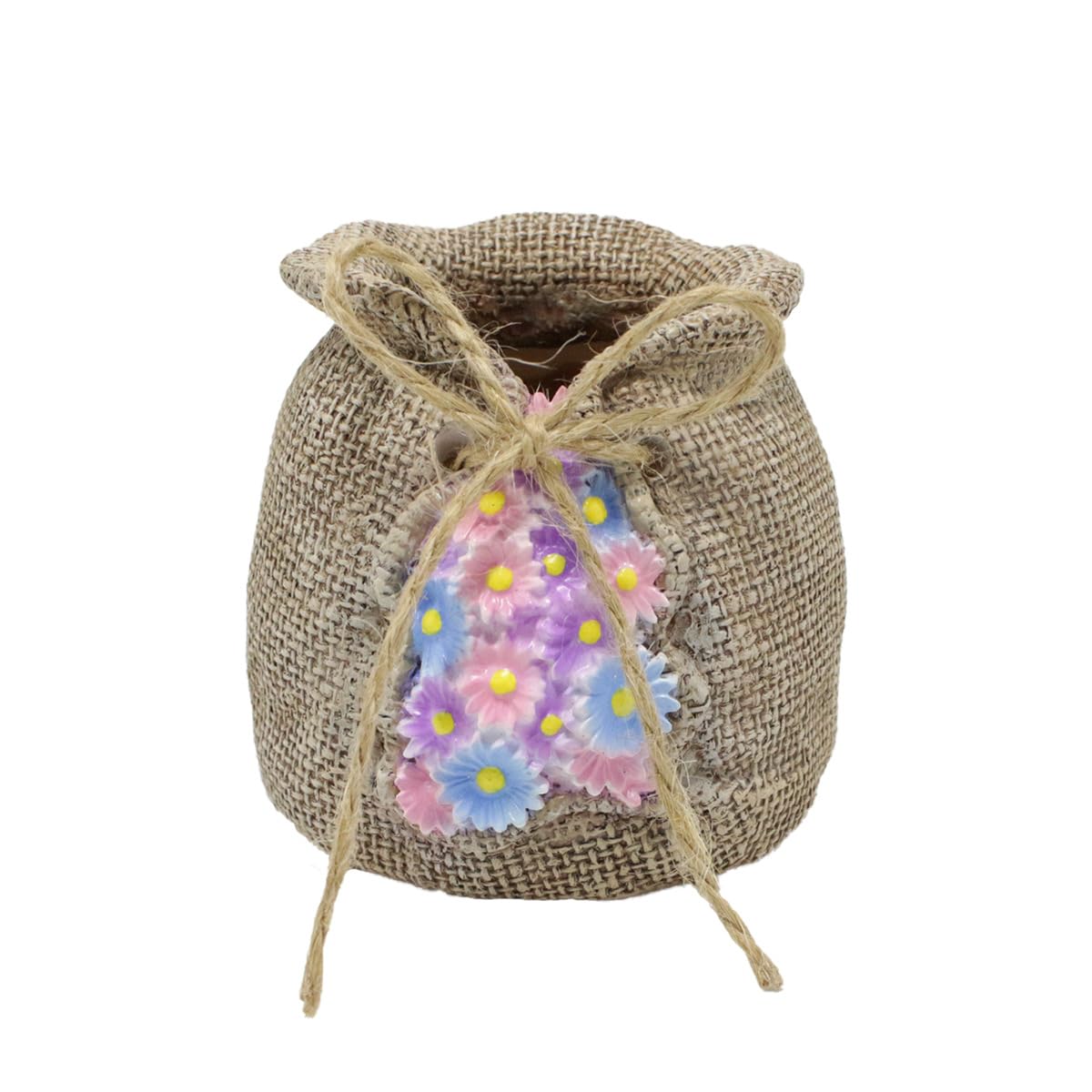 Resin Burlap Planter, Rustic Flower Pot with Woven Texture for Succulents, Small Herb Container for Patio Garden Desktop Home Decor