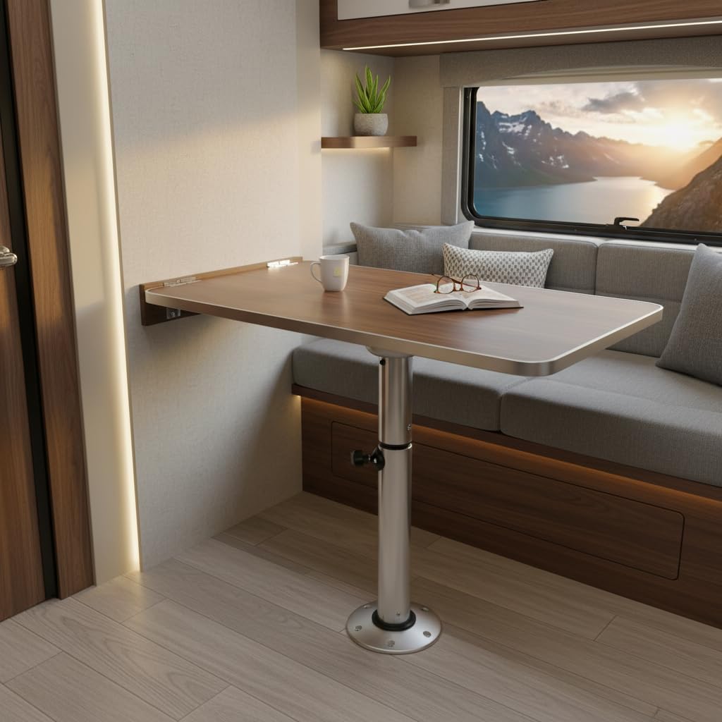 Piédestal de Table Réglable en Aluminium, Support de Bureau Universel, Hauteur 56-71 cm, Base de Montage pour Camping-Car et Yacht